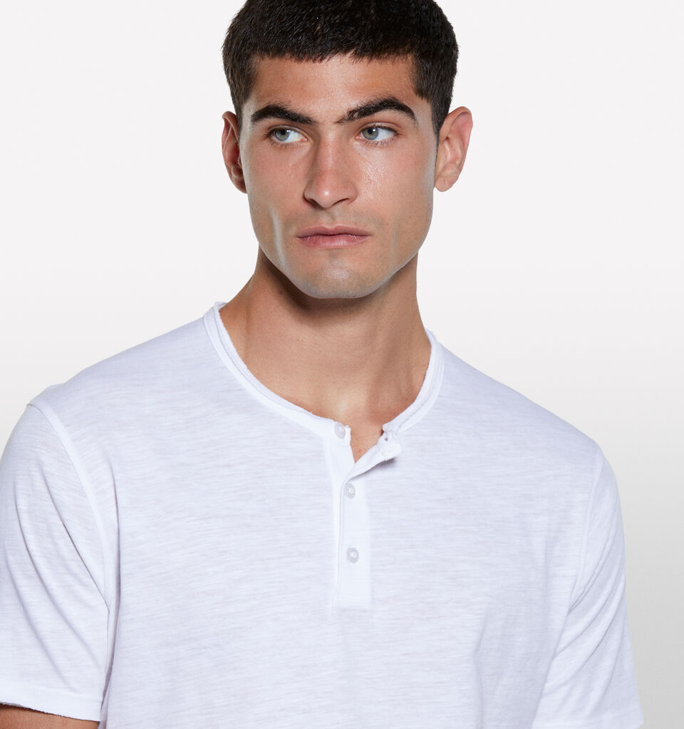 Weißes Henley-T-Shirt - kurzärmeliges t-shirt für herren - Weiss | Sisley image number 4
